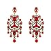 BriLove Antique-Gold-Toned Dangle Earrings Women's Vintage Style Bridal Crystal Drop Hollow Filigree Chandelier Earring Ruby Color