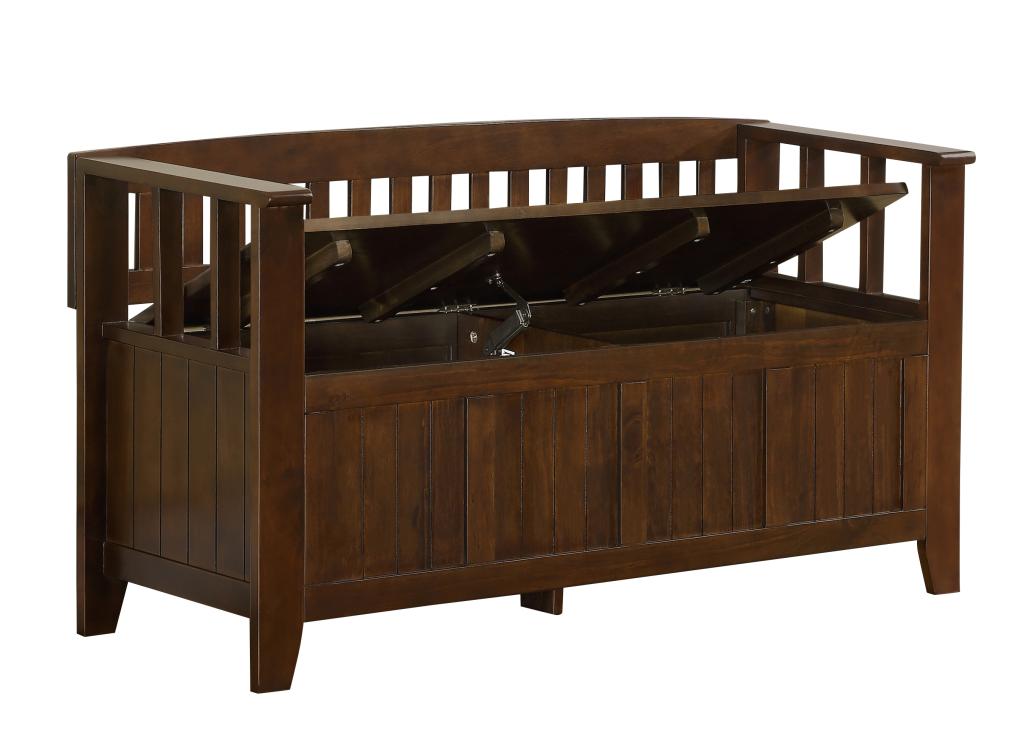 Simpli Home Acadian Entryway Bench, Rich Tobacco Brown