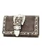 Western Wallets - Black Western Crocodile Rhinestone Buckle Checkbook Wallet