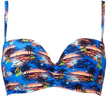 Lepel Hawaii Blue Beach Print Moulded Bandeau Bikini Top 156664 34FF