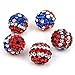 RUBYCA USA Flag Czech Crystal Round Disco Ball Clay Beads fit Shamballa Jewelry (20pcs, 10mm)