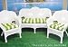 3-Piece Wicker Furniture Outdoor Patio Cushion Set - Summer Green & White Stripe