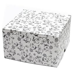 Platinum Floral - Set of 4 Two Piece Gift Boxes (5" x 5" x 3")