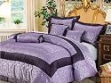 7 Pieces Light Purple Jacquard Floral Comforter Set Bed-in-a-bag Set Queen Size Bedding