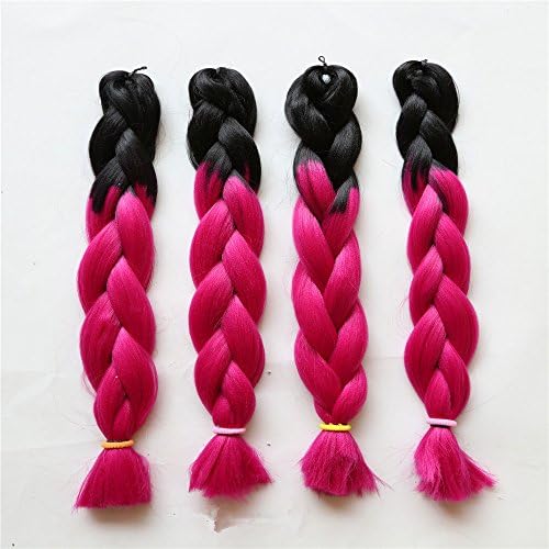 Seashinebeauty Synthetic Hair Extension Braiding Straight Kanekalon Ombre Color 24inch 1Piece 100g(1b/pink)