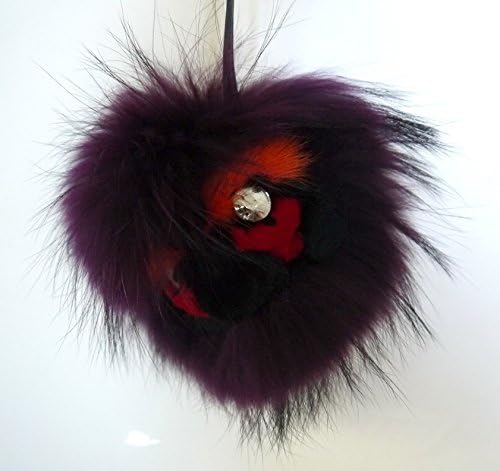 Monster Plush Doll Fluffy Fox Fur Pom Pom Ball Keychain Keyring / Bag Charm (Purple Monster B)
