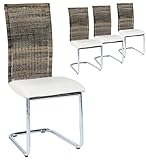 Freischwinger Stuhl mit Rattanrückenlehne, Sitz beige