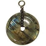 Labradorite Pendant 07 Stone Spectrolite Large Donut Stone Blue Sheen Crystal Healing Gem 3.5