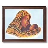 African American Black Mother And Child Home Decor Wall Picture Cherry Framed Art Print