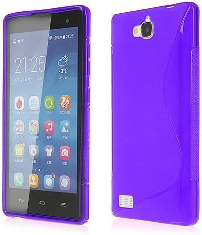 S-line Design TPU Protective Phone Case Cover for Huawei Honor 3C + Screen Film - Purple