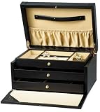British Regal Jewelry Box - Genuine Black Leather