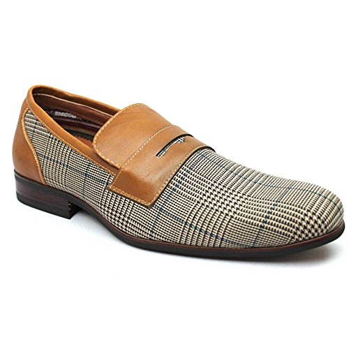 New Men's Slip on Plaid Checkered Dress Shoes Modern Loafer 19371