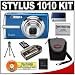 Electronics : Olympus Stylus 1010 10.1MP Digital Camera with 7x Optical Zoom (Blue) + 4GB microSDHC Card with Card Reader + Spare Li-50B Battery + Compact Padded Camera Case
