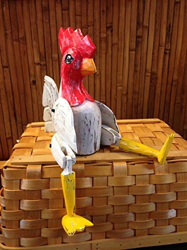 8" Wood Shelf Chicken in White