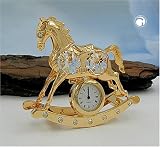 Eigenschaften Crystal Temptations / Dekorative Wohnaccessoires: Dekorationsartikel Schaukelpferd mit Uhr gold plattiert CRYSTAL TEMPTATIONS with Swarovski® Components