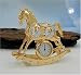 Dekorative Wohnaccessoires: Dekorationsartikel Schaukelpferd mit Uhr gold plattiert CRYSTAL TEMPTATIONS with Swarovski® Components