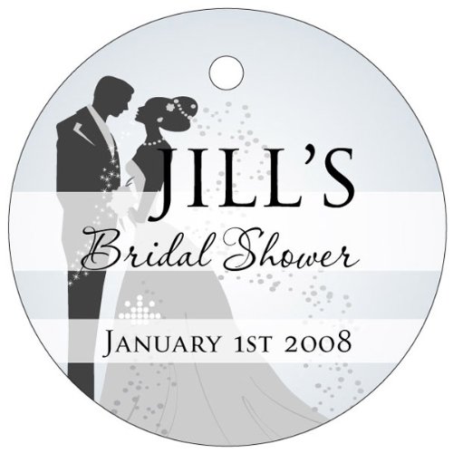 Wedding Favors Bride and Groom Design -White Circle Shaped Personalized Thank You Tags – Set of 20
