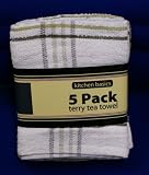 Kitchen Basics Khaki 5 Pack Terry Tea Towels