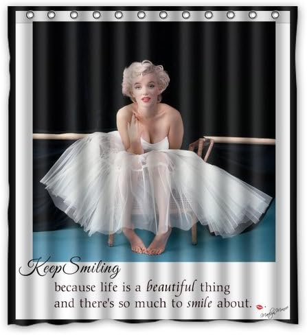 Monroe Marilyn Wear White Dress Sitting in Chair Custom Shower Curtain 66" x 72" About Her Smiling Quote