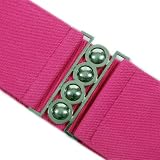 Hot Pink Wide Waist Belt with Silver Buckle - Elasticated