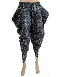 Women Trouser Black Printed Baggy Dhoti Style Cotton Harem Pant 38