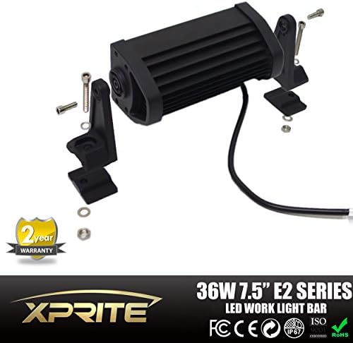 Xtreme® Off Road 7.5" 36W 12 LEDs Spot Flood Combo Screw Surface Work Light Bar For ATV 4x4 Jeep Polaris Offroad Tractor Marine Truck Raptor Super Bright With 12V 40 Amp On/Off Switch Harness Connector Relay Wire