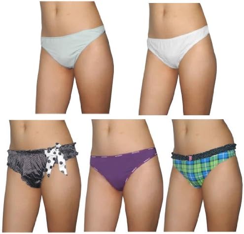 (Pack of 5)Ladies Sexy Stretch Panties G String Thong Medium Multicolor