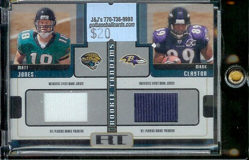2005 Playoff Honors Matt Jones / Mark Clayton Rookie Tandems Jerseys Jacksonville Jaguars/Baltimore Ravens Football Card - Mint Condition - Shipped In Protective Display Case