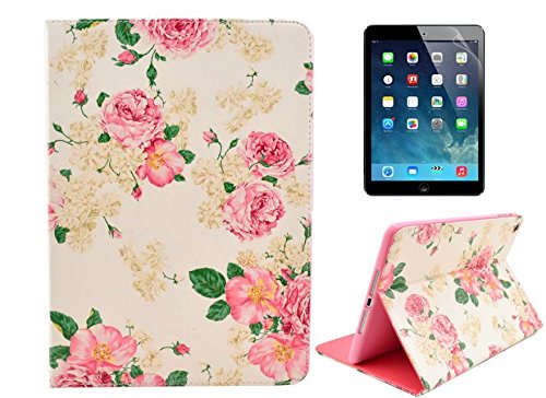 Welity Flowers Cute Synthetic Leather Flip Holder Support Case Wite Soft TPU Cover Skin For Apple iPad Air/iPad 5