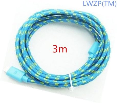 LWZP(TM) New Ruggedized Braided Fabric Design Extra Long High Quality 10Ft For iPhone 5 cable - Extra Long iPhone 5 5S 5C iPad mini iPod - 8 pin to USB Data Sync Transfer cable - iPhone 5 cable 10Ft - 10ft iPhone 5 Charger (1pack,blue)1