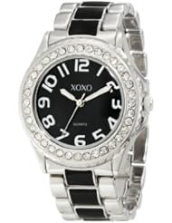 XOXO Womens XO5471 Silver-Tone with Black Epoxy Analog Bracelet Watch