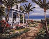 IMAGE OF Summer House I Beautiful MUSEUM WRAP CANVAS Print with Added BRUSHSTROKES Sung Kim 20x16