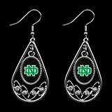 NCAA North Dakota Fighting Sioux Ladies Tear Drop Crystal Dangle Earrings
