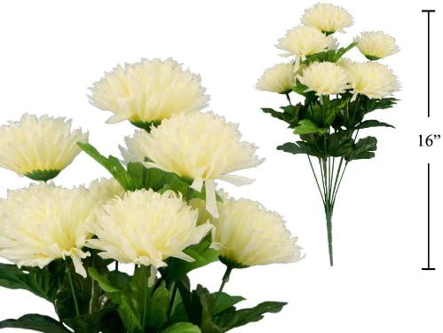 10 Stems Deluxe Chrysanthemum, Artificial Flower (Cream)