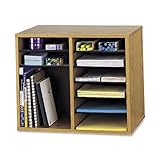 Safco Products Wood Adjustable Literature Organizer - 12 Compartment, Oak (9420MO)