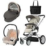 Quinny CV155BFY Buzz 4 Travel System and Dreami Bassinet in Natural Mavis with Diaper Bag