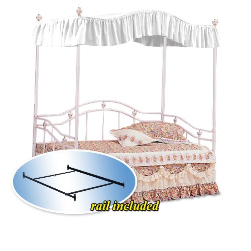 White Canopy Set White Metal Twin Day Bed Day Bed and Mattress Rails Set