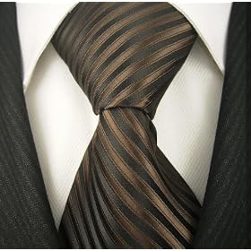 Chocolate Brown & Black Stripe Mens Designer 100% Silk NeckTie