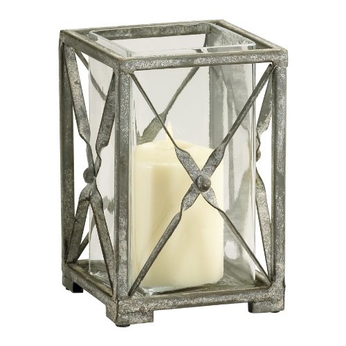 Small Antique Moss Gray Square Candleholder