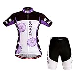 WOSAWE 2016 Women Short Sleeve Cycling Jersey 4D Gel Padded Shorts MTB Sportswear