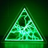 Contemporary Luminglass 16" Plasma Panel Light Triangle Green Color