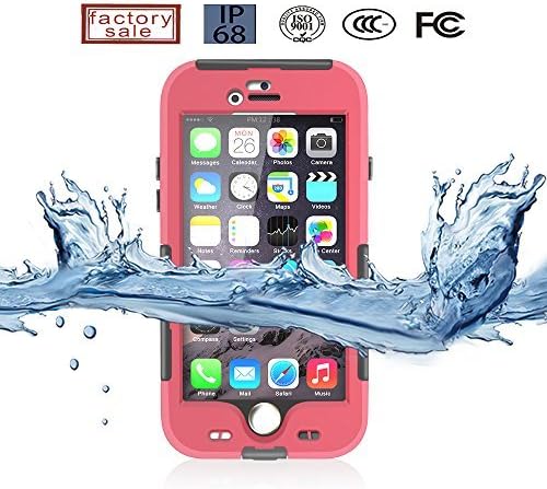PhoneProof Ultra Slim Underwater Waterproof Shockproof SnowProof DirtProof Durable Full Sealed Protection Case Cover for iPhone 6 4.7" (Pink)