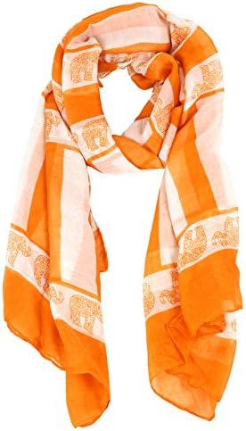 Elixir Women Retro Vintage Style Elephant Print Premium Soft Scarf - Orange