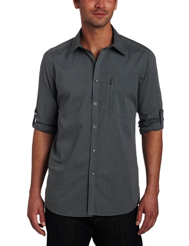 Kenneth Cole Men\'s Striped Zipper Woven Shirt
