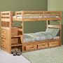 Explorer Twin Twin Ranch Staircase Bunk w/ 3 Drawers: Desk Hutch & Chair, TV Stand