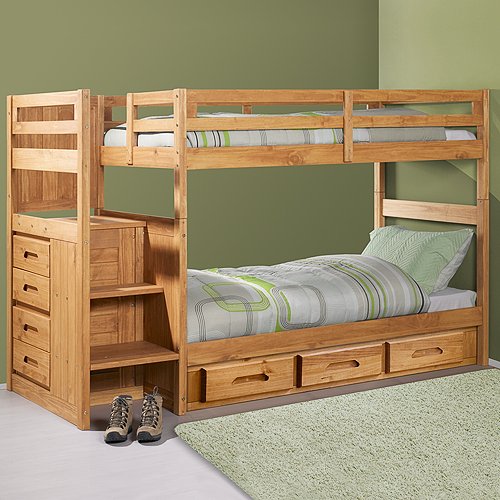 Explorer Twin Twin Ranch Staircase Bunk w/ 3 Drawers