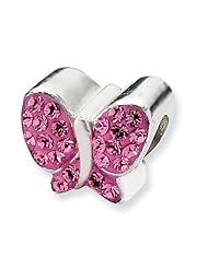 Sterling Silver s Pink Swarovski Elements Butterfly Bead by Reflection Beads, Best Quality Free Gift Box Satisfaction Guaranteed