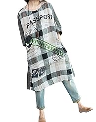 Plaid Print Summer Linen  Shirt  Dress