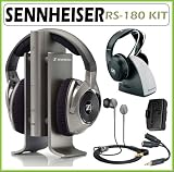 Sennheiser RS-180 Digital Wireless Headphone System + RS120 + CX200 Earbud Headphones + Accessory Kit