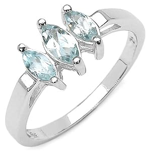 1.40 Carat Genuine Blue Topaz Sterling Silver Ring